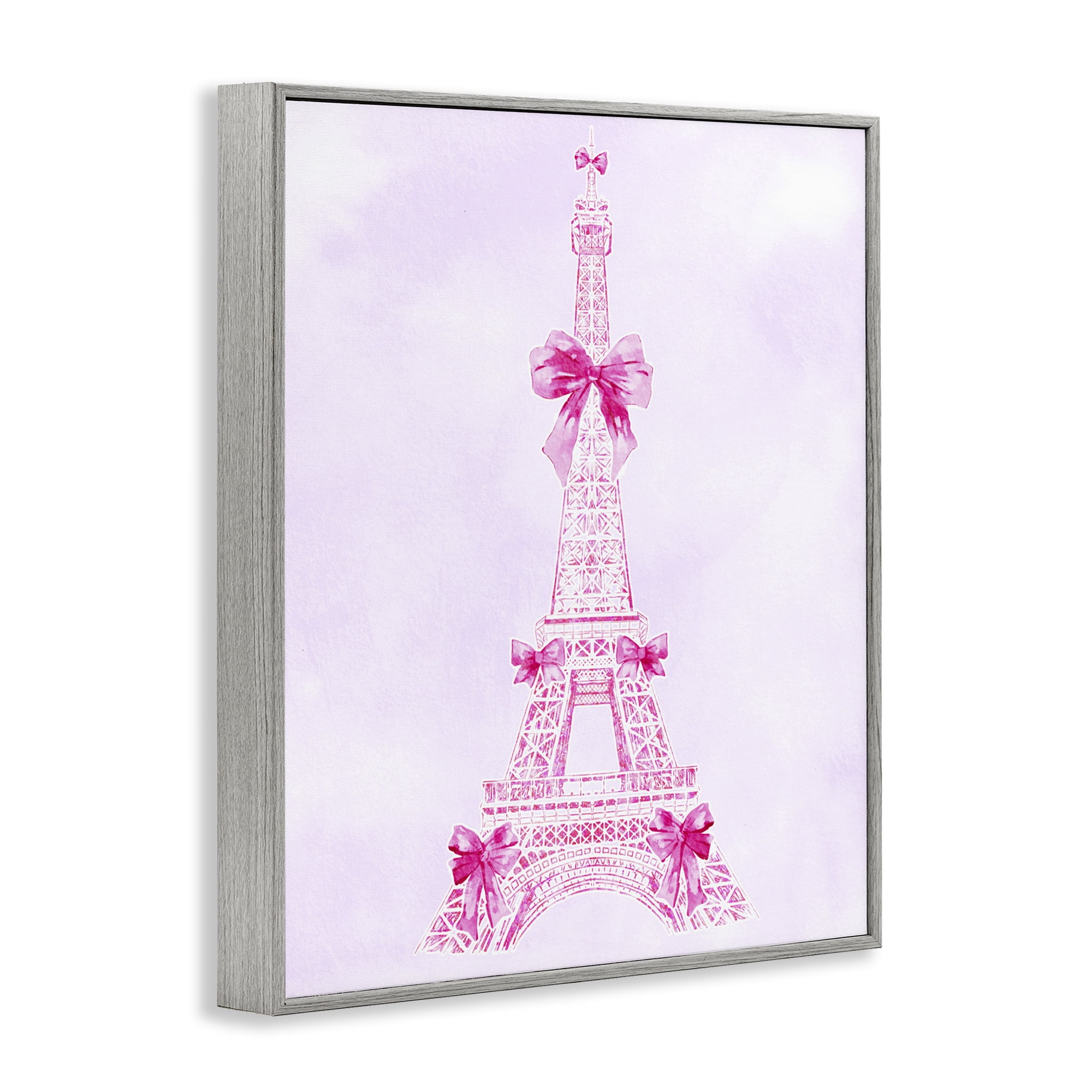Stupell Industries Ribbon Bedecked Eiffel Tower Gray Framed Giclee Art, design by Ziwei Li