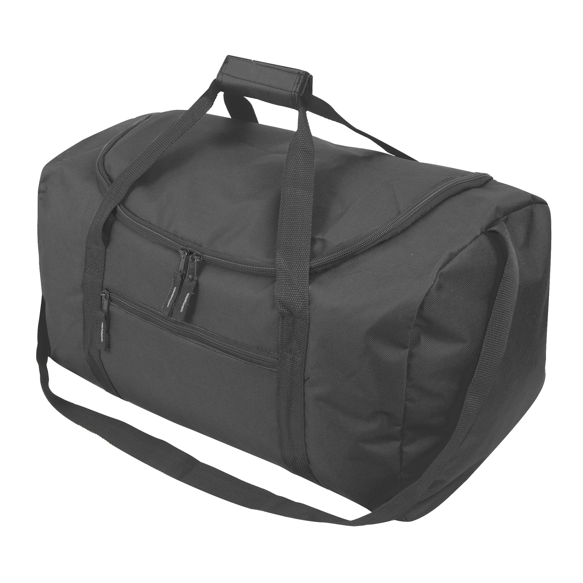24 Pack of Bulk Wholesale 20 Inch 40 Liter Weekender Overnight Duffel Shoulder Bags for Sports, Travel and Commute in Black