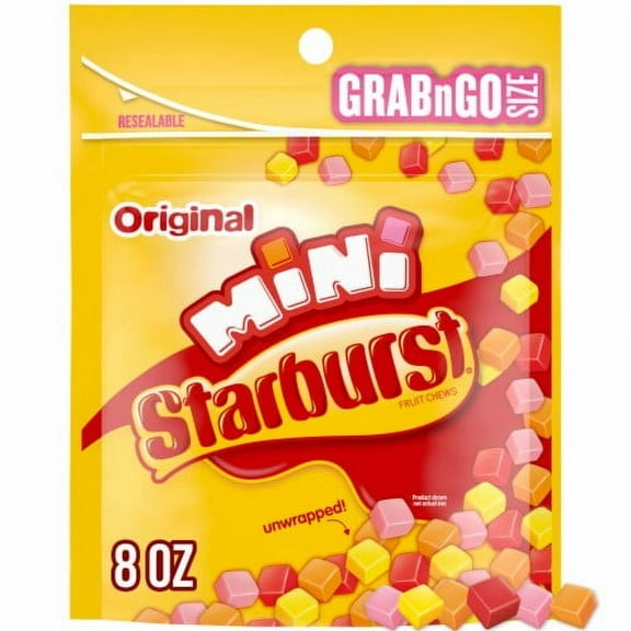 Starburst Minis Original Fruit Chews Chewy Candy Grab N Go Resealable Bags 8 oz - Pack of 2