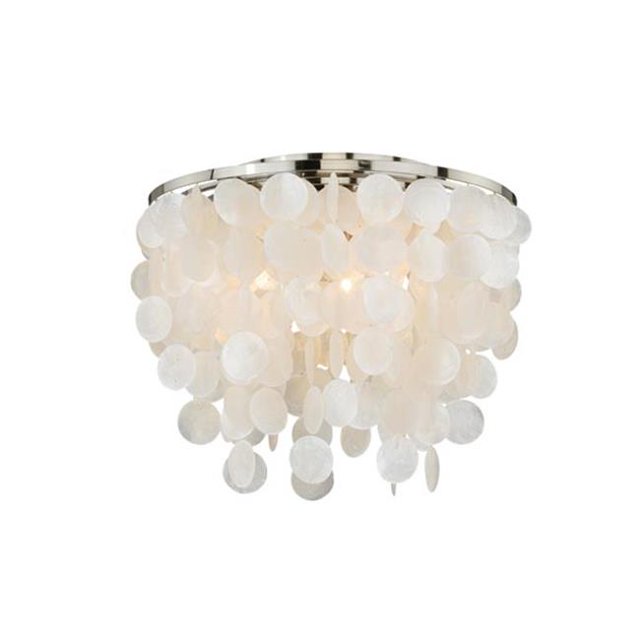 Vaxcel International C0079 Elsa Capiz Shell 16 in. Flush Mount - Satin Nickel