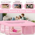 thumbnail image 3 of Baby Playpen with Mat 50x50 Inch Large Girls Pink Playpen for Babies and Toddlers 1-3 Baby Play Pen, 3 of 6