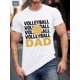 thumbnail image 1 of Volleyball Dad Print T-Shirt for Men - Casual Polyester Knit Fabric, Geometric Pattern, Round Neck, Regular Fit, Summer Short Sleeve Tee, 1 of 4