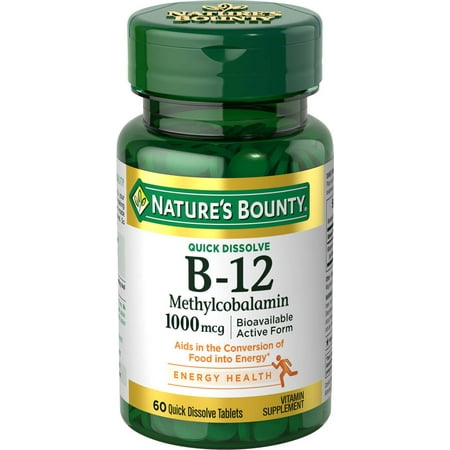 Nature's Bounty B-12 Methylcobalamin 1000 Mcg Quick Dissolve Tablet, 60