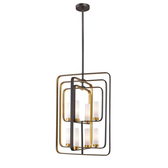Z-Lite Aideen 8 Light Pendant in Matte Opal and Bronze Gold