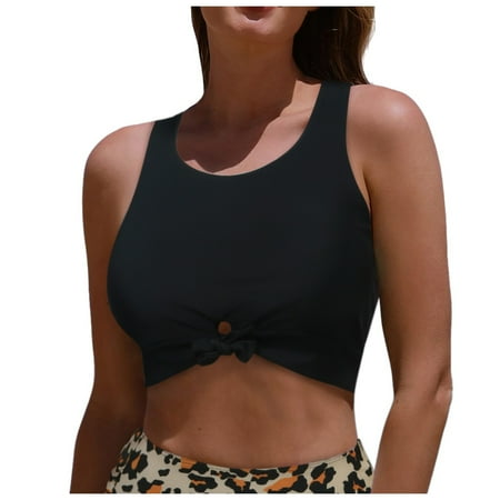 Cathalem Supportive Bikini Tops for Women Only Push Up Swim Top Bra Swimsuit Tops Padded Bathing Suit Top (Black XXL)