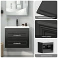 thumbnail image 3 of ELECWISH 24" Black Single Bathroom Vanity Set - Floating Wall Mounted Cabinet, Modern Style Vanity Combo (Faucet Not Included), 3 of 11