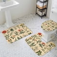 thumbnail image 3 of Vintage Flowers Bathroom Rugs Set Red Rose Yellow Flower Farmhouse Non Slip Absorbent Soft Bath Mats 3 Piece Set with Bathroom Rug, U-Shaped Floor Mat, Toilet Seat Cover Large Size, 3 of 9