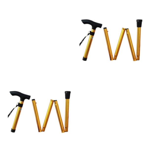 Muletas Soidarity Bastones de trekking Aleación de aluminio Plegables A prueba de golpes Oro 2Conjunto