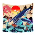 thumbnail image 1 of Tapiz japonés Ukiyo-e Ola Mar Koi ShuxiuWang Gran ballena Atardecer Paisaje 150 cm x 200 cm, 1 of 1