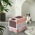 thumbnail image 2 of Cat Litter Box, Enclosed Removable Litter Boxs for Big Cats, Front Entry Top Exit Kitty Box Odor Control (Pink), 2 of 11