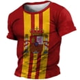 thumbnail image 5 of Camiseta de verano de España para hombre, con emblema nacional de España, estampado 3D, cuello redondo, holgada, ropa de gran tamaño para hombre, 5 of 5