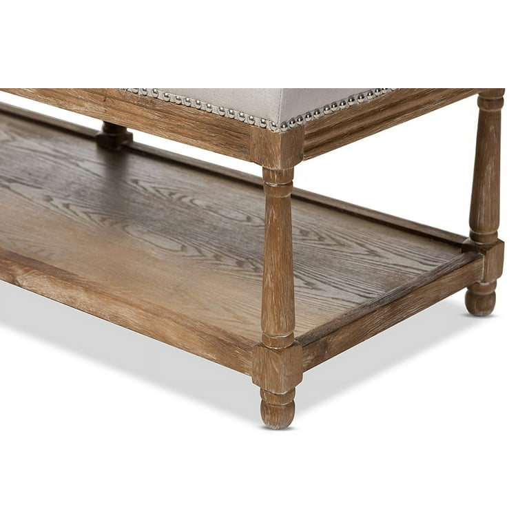 Baxton Studio Celeste French Country Weathered Oak Beige Linen Upholstered Ottoman Bench Baxton Studio Celeste French Country Weathered Oak Beige Linen Upholstered Ottoman Bench