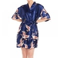 thumbnail image 5 of Women Silk Nightgown Summer Loose Fit Printed Satin Robes For Women Short Kimono Bridesmaids Lightweight Soft Lingerie Robes, 5 of 7