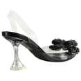 thumbnail image 3 of Berness Women’s Clear Heels – Transparent PVC Strap Rhinestone Bow Pointed Toe Pumps, Kitten Heel Slip-On Mule Formal Dress Shoes for Wedding Party Evening NINA05 Black 11, 3 of 5