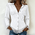 thumbnail image 3 of Boho Jackets for Women Long Sleeve Western Fringe Shacket Suede Barn Jackets, 2XL, 3 of 5