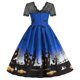 thumbnail image 3 of Vestido informal con cuello redondo y manga corta con estampado de moda de Halloween para mujer, 3 of 4