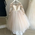thumbnail image 4 of PINQI 1 To 16 Years Girls Long Sleeve Tulle Princess Dress Flower Child Wedding Dress Lace Dress Princess Wedding Pageant Gown (A,2-3 Years), 4 of 5