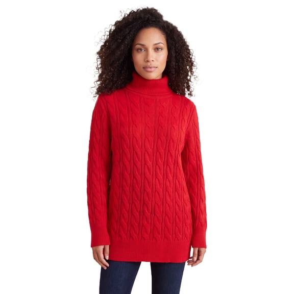 Roaman's Women's Plus Size Cozy Cable Turtleneck Sweater