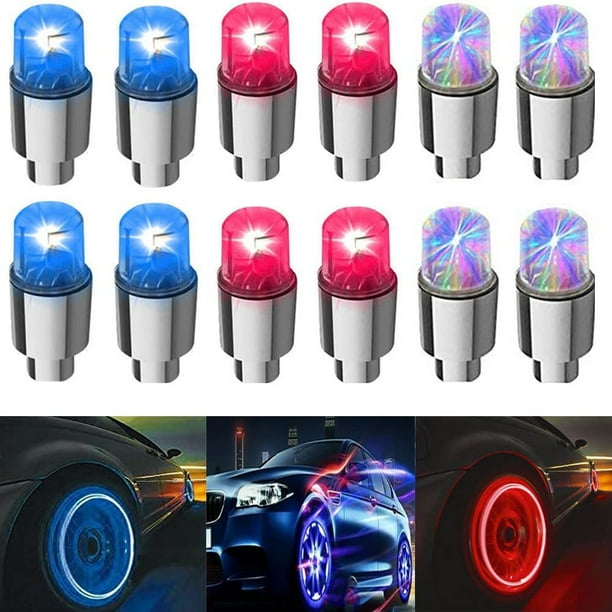 12 luces LED para rueda de bicicleta, tapas de válvula de neumático, luz de neón para coche, motocicleta y bicicleta (3 colores combinados)