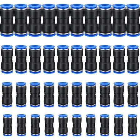 40 Pieces Straight Push Connectors, Push To Connect Fittings Quick Release Pneumatic Connectors Air Line Fittings Connect Air Hose Fittings, 2 Way