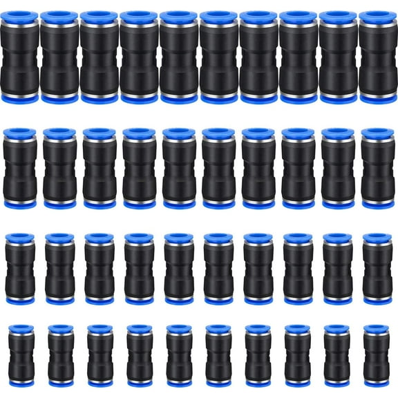 40 Pieces Straight Push Connectors, Push To Connect Fittings Quick Release Pneumatic Connectors Air Line Fittings Connect Air Hose Fittings, 2 Way