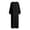Black, variant on Tqcoqu Cotton Blend Casual Beach Vacation Long Tunic Dress for Women,Loose Side Slit Lightweight Long Sleeve Linen Maxi Dress
