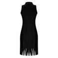 thumbnail image 5 of RYRJJ Western Cowgirl Dress for Women Summer Zipper V Neck Collared Sleeveless Dresses Vintage Tassel Fringe Faux Suede Mini Dresses(Black,L), 5 of 7