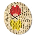 thumbnail image 3 of Designart 'Wave Retro Pattern' Mid-Century Modern Wood Wall Clock, 3 of 5