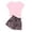 Pink Leopard, variant on Arshiner Girls 2 Piece Outfit Summer Drop Shoulder Batwing Sleeve Tops and Paperbag Waist Shorts Set Cute Clothing