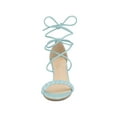 thumbnail image 6 of BLISSFUL STEP Women's Woven Braided Heel Lace Up Clear Block Heel Sandals Sky Blue (Size 7), 6 of 6