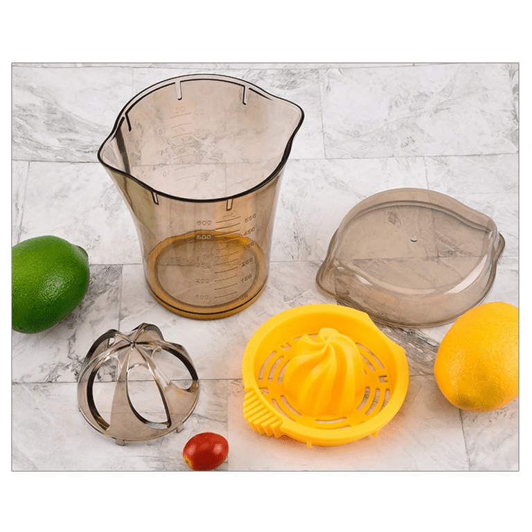 Hand Juicer Citrus Orange Squeezer Manual Lid Rotation Press Reamer for  Lemon Lime Grapefruit with Strainer and Container, 2 Cups