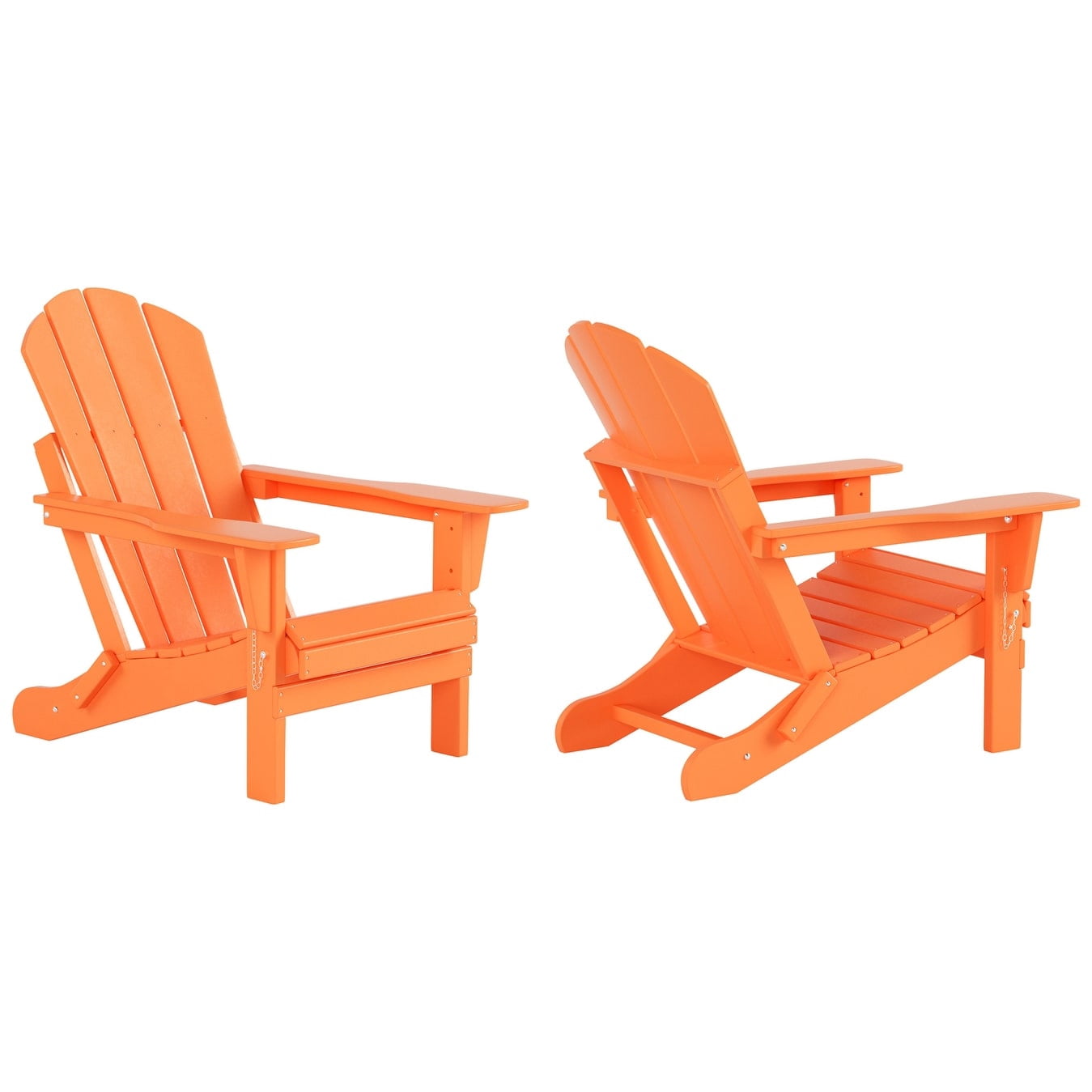 Polytrends  Laguna Hdpe All Weather Outdoor Patio Foldable Adirondack Chairs Conversation Set (3-Piece Set) Orange