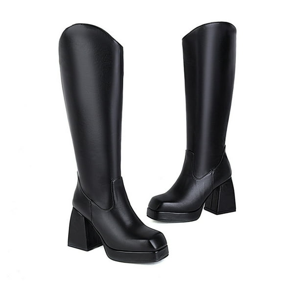 Cameland Women Winter Warm Super High Heel Shoes Fashion Platform Zip Knee High Boots