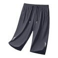 thumbnail image 4 of Wrtxtat Plus Size Capris for Men Lightweight Drawstring Waist Wide Leg Cropped Hiking Jogging Track Pants with Zipper Pockets Dark Gray#03 XXXXL, 4 of 9