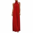 thumbnail image 2 of IUYRTFE Women's Halter Neck High Collar Sleeveless Pleated Maxi Dress Solid Color Flowy Long Formal Gown, 2 of 5