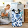 thumbnail image 5 of Yayeee Freestanding Laundry Hamper with Handle Collapsible Large Storage Basket for Clothes, Blue Floral Pattern, 5 of 7