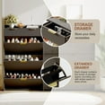 thumbnail image 6 of Modern Fluted Shoe Cabinet with 3 Flip Drawers, Slim Shoe Storage Organizer with 2 Drawers, Side Hook, Space Saving Wooden Hidden Shoe Rack Hallway Cabinet for Apartment, 6 of 9