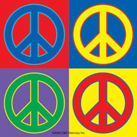 4"x4" Andy Warhol Style Peace Signs Sticker