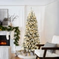 thumbnail image 6 of LuxenHome 7 Ft Snow Flocked Full Artificial Christmas Tree with Lights, Prelit Christmas Tree with Metal Stand, 6 of 9