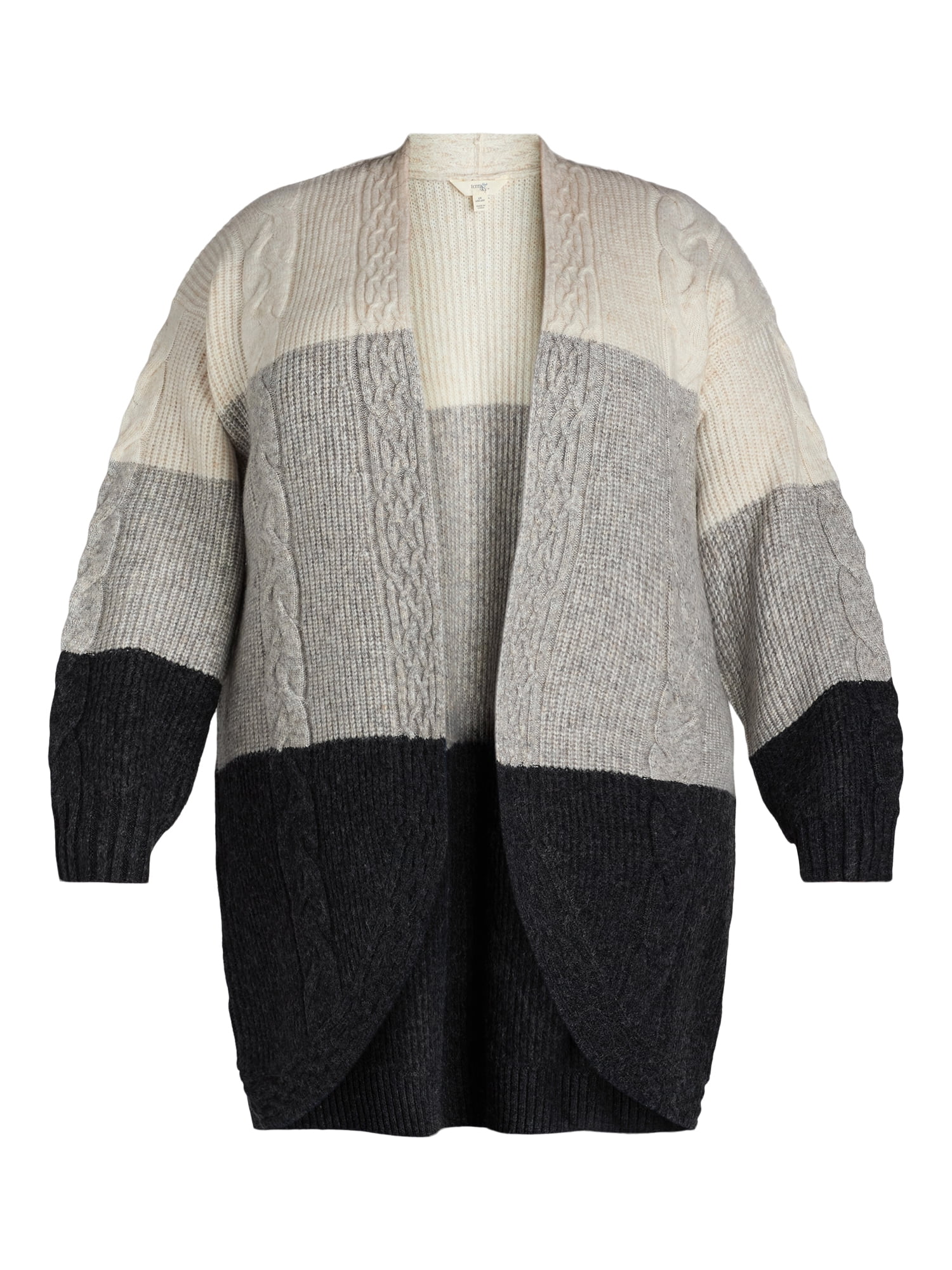 Terra & Sky Women's Plus Cable Knit Duster Cardigan, Midweight, Sizes 0X-5X