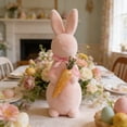 thumbnail image 4 of AURIGATE Easter Pink Flocked Bunny Figurine 4.3×13in, Foam Rabbit Statue with Simulated Carrot for Spring Easter Tabletop Home Farmhouse Party Decor, 4 of 6