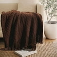 thumbnail image 4 of Brown Throw Blanket For Couch, Bed, Boho Decorative Chocolate Brown Knit Throw,Halloween Blanket For Bedroom Sofa Halloween Decor, 4 of 5
