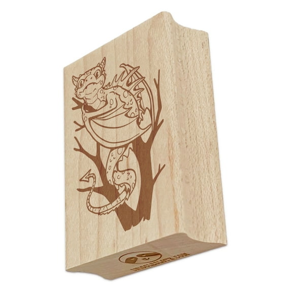 Inquisitive Young Dragon Resting on Branch Rectangle Rubber Stamp Stamping Scrapbooking Crafting - Large 2.5in