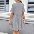 thumbnail image 6 of Umbreon Summer Dresses for Women Linen Short Sleeve Lape L Shirt Dress Button Solid Color Causal Loose Beach Vacation Midi Dresses with Pockets, 6 of 7