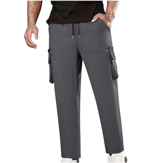 Straight Leg Pants for Men Workwear Protection Casual Multi Pocket Pants Full Length Polyester