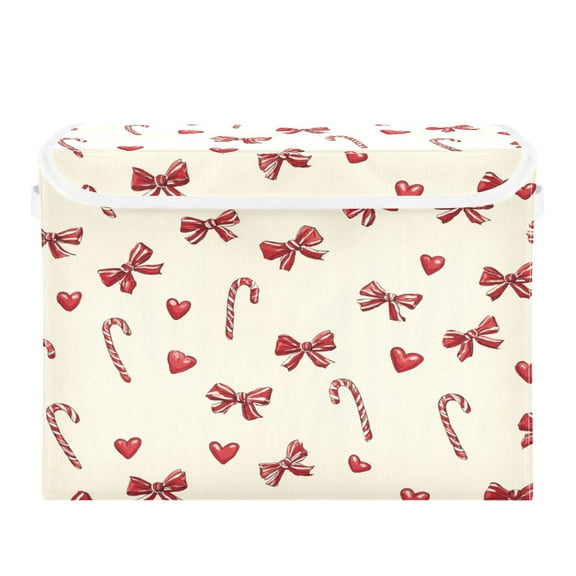 Storage Box With Lid 16.5x12.6x11.8In Foldable Stacked Household Storage Box Christmas Bow