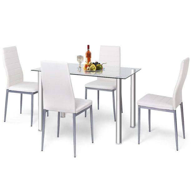Giantex 5 Piece Dining Table Set, Steel Frame Table & Chairs for