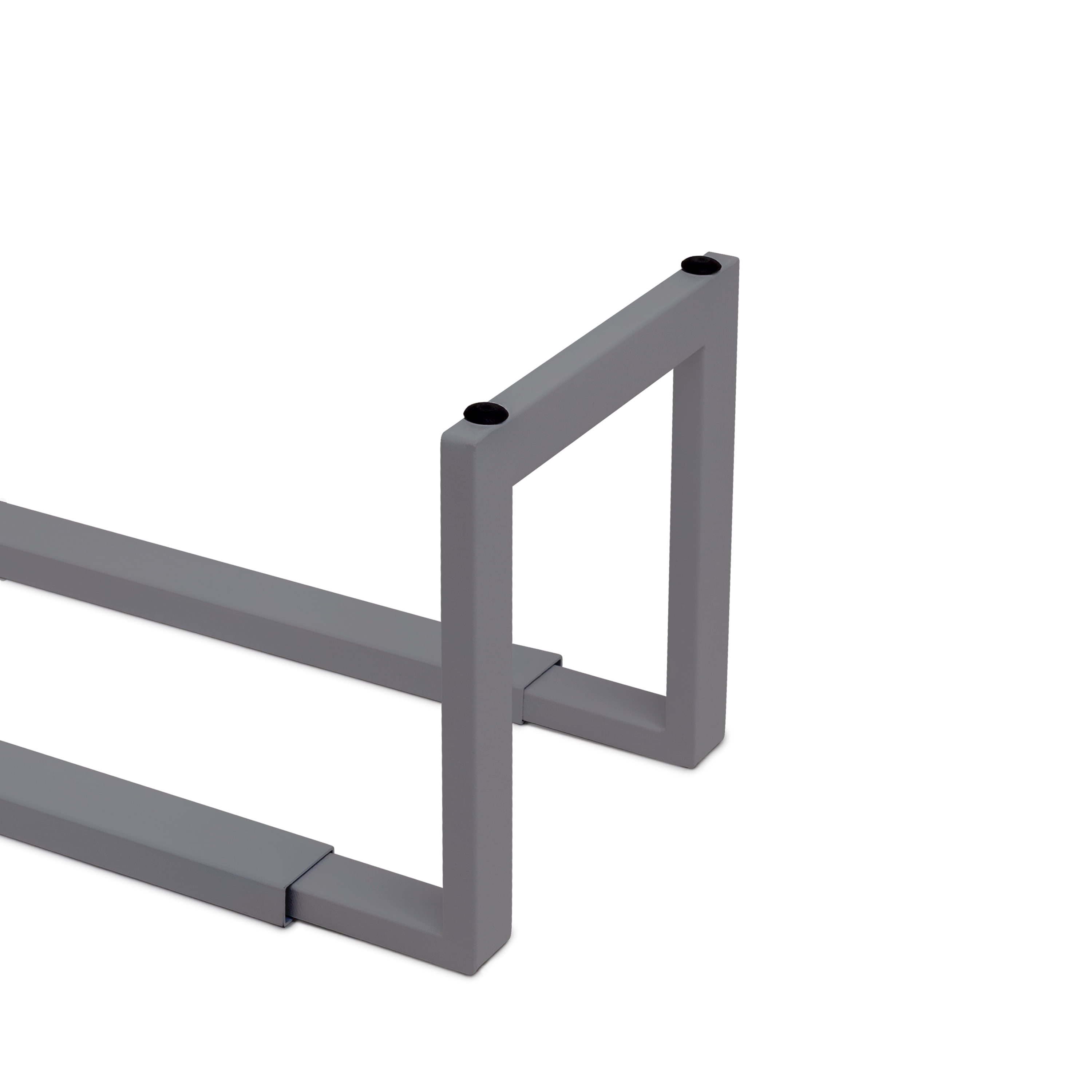 Qualiazero Heavy-Duty Steel Expandable Shoe Rack, 2-Tier, Stacking Storage Organizer, Adjustable Length, Entryway / Closet, Matte Gray