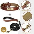 thumbnail image 3 of Genuine Leather Dog Collar Personalised Engraved Name Collar with Soft Padded Design Adjustable & Durable for Small Medium Large Dogs Leash Set Custom Heavy Duty Featuring, 3 of 5