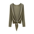thumbnail image 2 of Uootdi Tie Front Cardigans Women Solid Color Long Sleeve Open Front Casual Loose Lightweight Soft Comfy Cover Ups Gift, 2 of 5